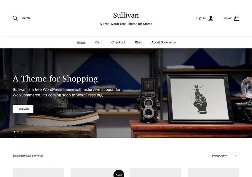 Sullivan free wordpress theme wp responsive ecommerce shop woocommerce
