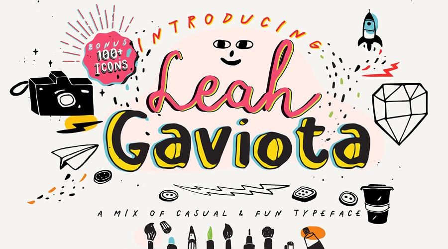 Leah Gaviota quirky creative font family typeface