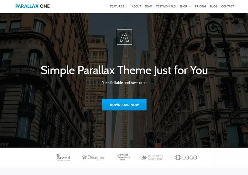 Parallax One business free wordpress theme wp responsive one-page single page scroll