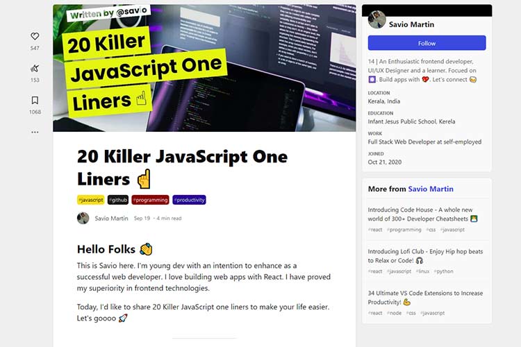 Example from 20 Killer JavaScript One Liners
