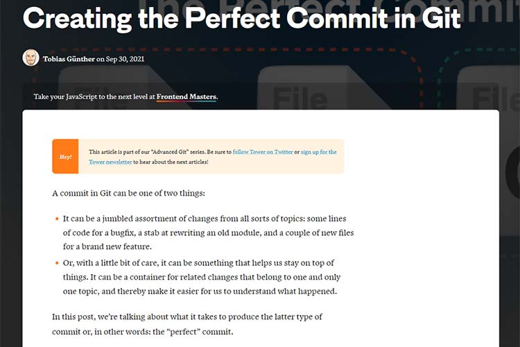 Example from Creating the Perfect Commit in Git