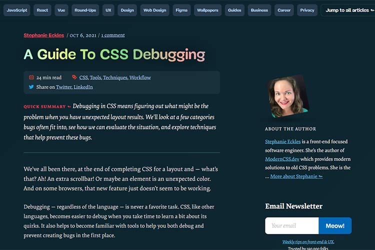 Example from A Guide To CSS Debugging