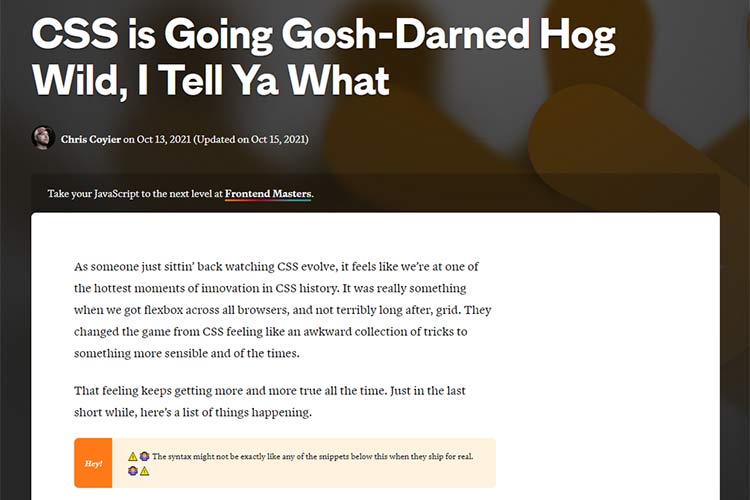 Example from CSS is Going Gosh-Darned Hog Wild, I Tell Ya What