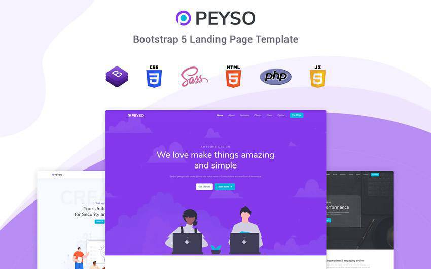 Peyso bootstrap 5 Landing Page bootstrap web template html html5 responsive mobile-first