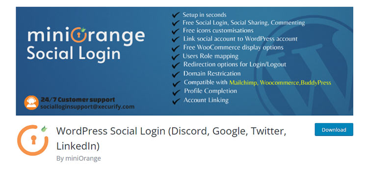 WordPress Social Login (Discord, Google, Twitter, LinkedIn)