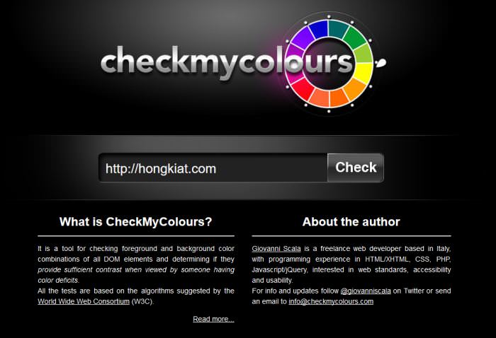 CheckMyColours Contrast Checker Tool