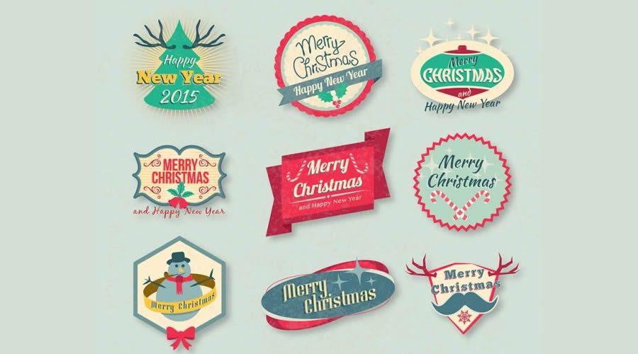 Vintage Vector Christmas Badges Pack free holidays