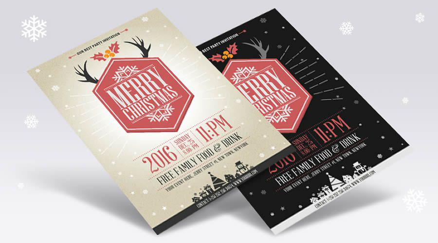 Vector Vintage Party Christmas Flyer Template free holidays