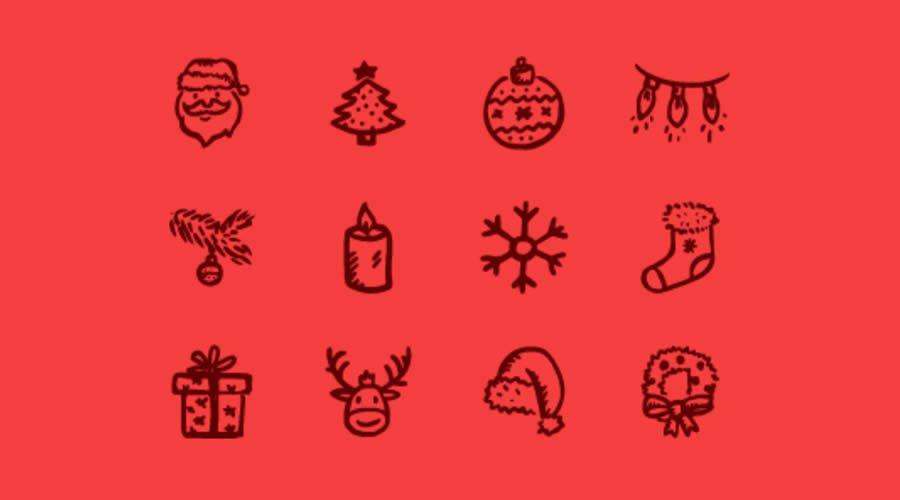 12 Hand-Drawn Style Merry Icons free holidays