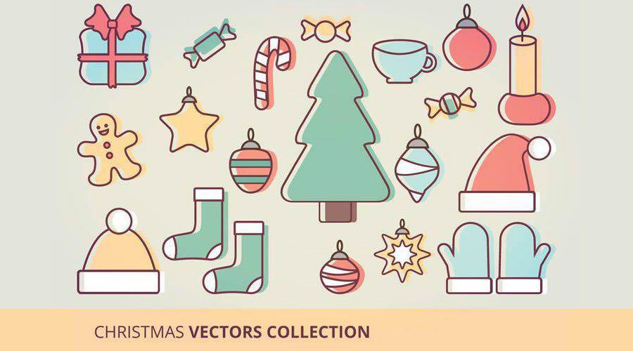 Christmas Icons Vector Set free holidays