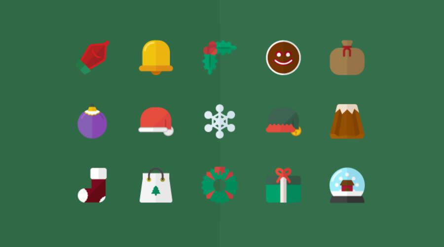 15 Flat Vector Icons for Christmas free holidays