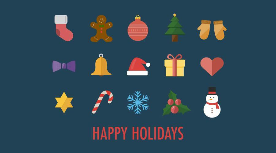 15 Flat Christmas Icons free holidays
