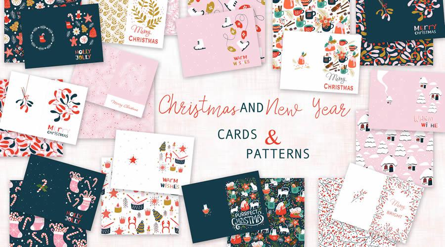 12 Hand-Drawn Christmas Cards & Patterns