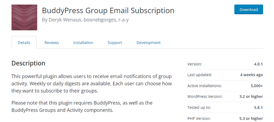 BuddyPress Group Email Subscription