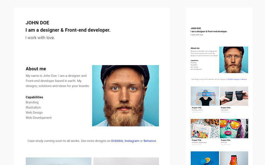 Barts simple minimal portfolio Website free bootstrap web template html html5 responsive mobile-first