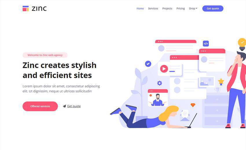 Zinc bootstrap 5 business landing page free bootstrap web template html html5 responsive mobile-first