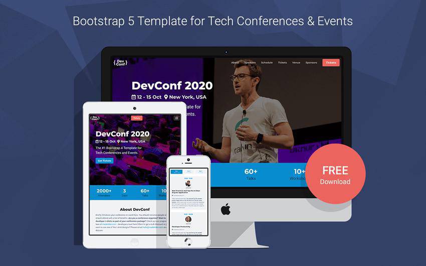 DevConf Bootstrap 5 Conference free bootstrap web template html html5 responsive mobile-first