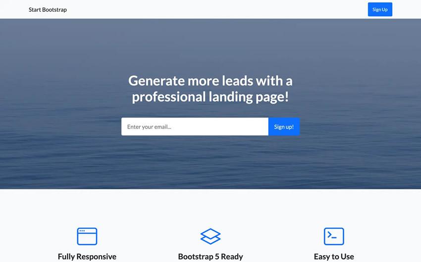 Landing Page Template feature app products free apps bootstrap