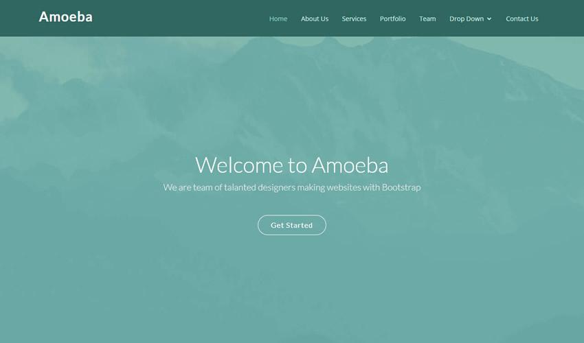 Amoeba flat one-page template creative free agencies bootstrap