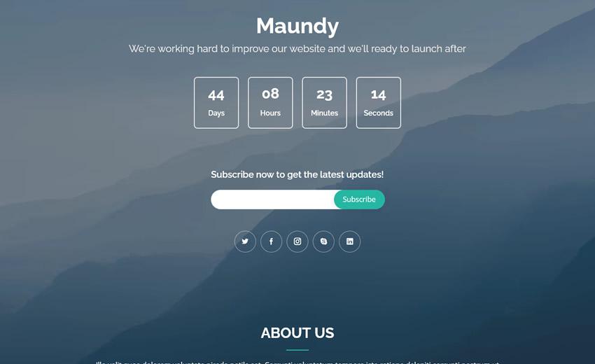 Maundy coming soon landing page free bootstrap web template html html5 responsive mobile-first