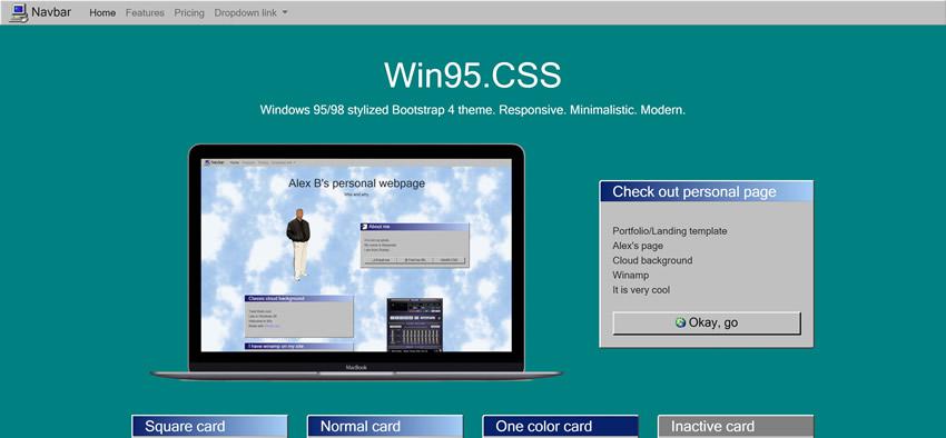 Windows 95 98 free bootstrap web template html html5 responsive mobile-first