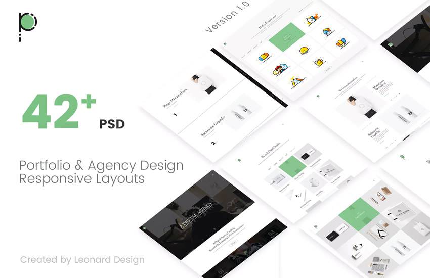 Poseidon Creative Portfolio Agency web design layout adobe photoshop template free psd format