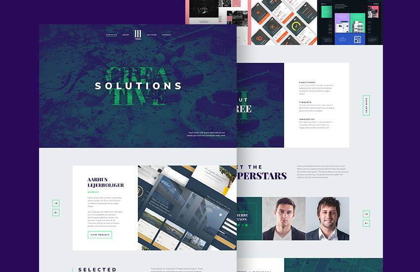 Agency Landing Page web design layout adobe photoshop template free psd format