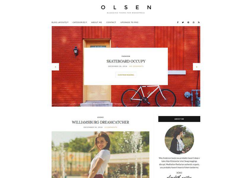 Olsen Light free wordpress theme wp responsive personal blog blogger blogging