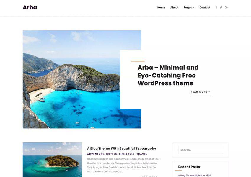 Arba free wordpress theme wp responsive personal blog blogger blogging