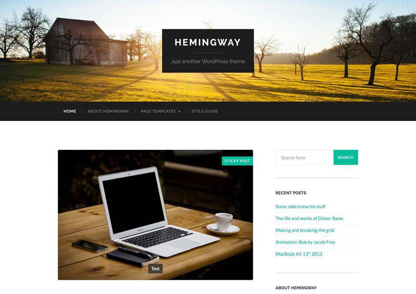 Hemingway Two-Column free wordpress theme wp responsive personal blog blogger blogging