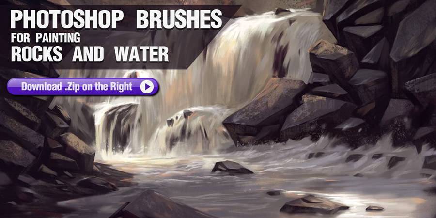 Photoshop Brushes for Painting Rocks and Water ABR