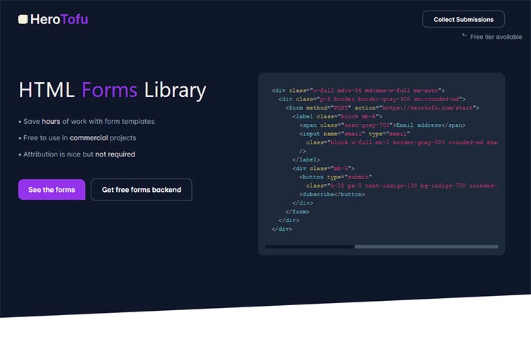 Example from HTML Forms Library