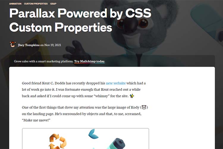 Example from Parallax Powered by CSS Custom Properties