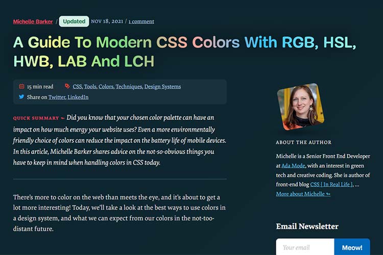 Example from A Guide To Modern CSS Colors With RGB, HSL, HWB, LAB And LCH