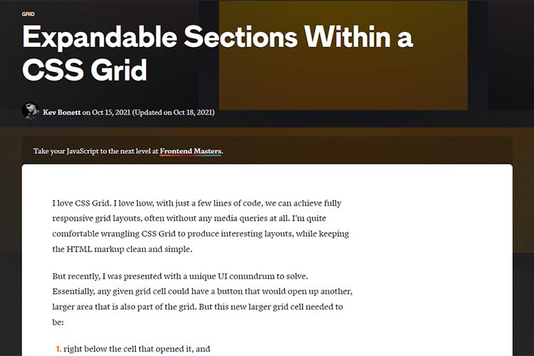 Example from Expandable Sections Within a CSS Grid