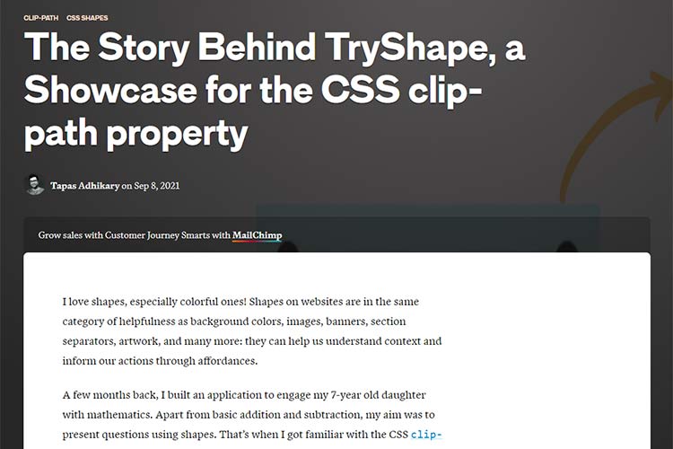 Example from The Story Behind TryShape, a Showcase for the CSS clip-path property