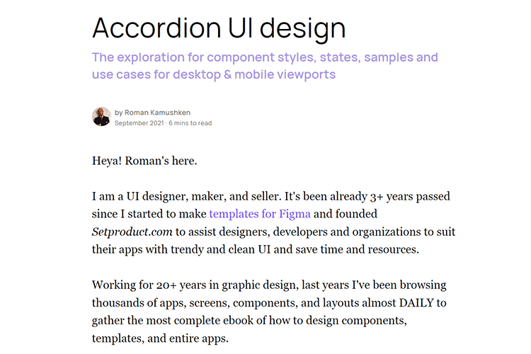 Example from Accordion UI design