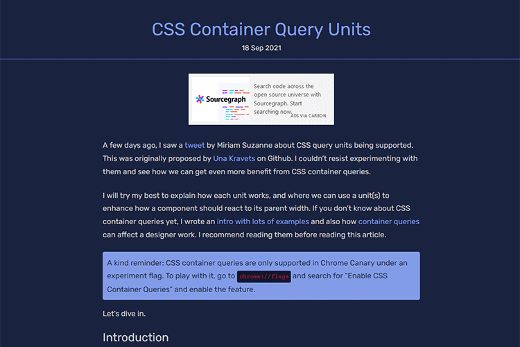 Example from CSS Container Query Units