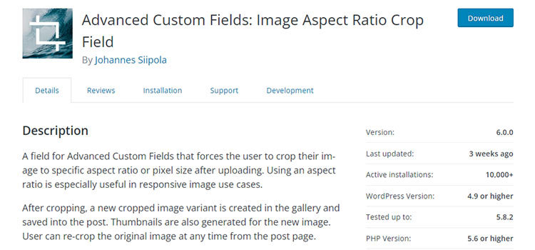 Advanced Custom Fields: Image Aspect Ratio Crop Field