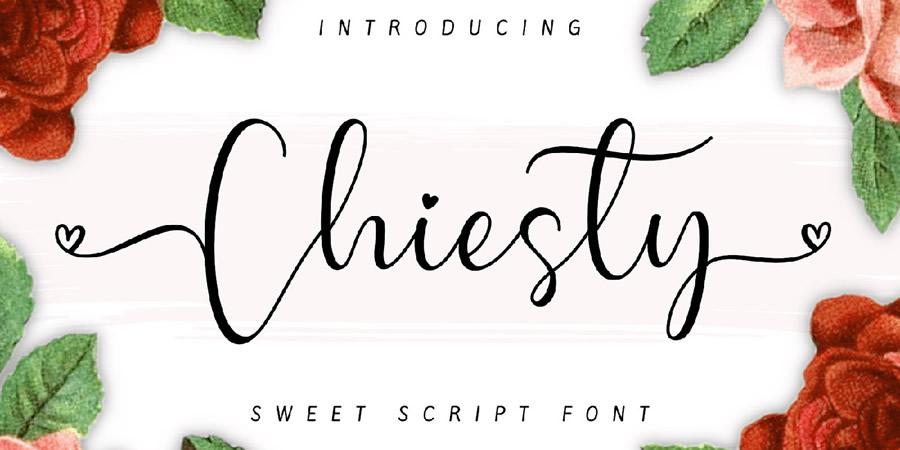 Chiesty Script free font brush hand-written hand-painted