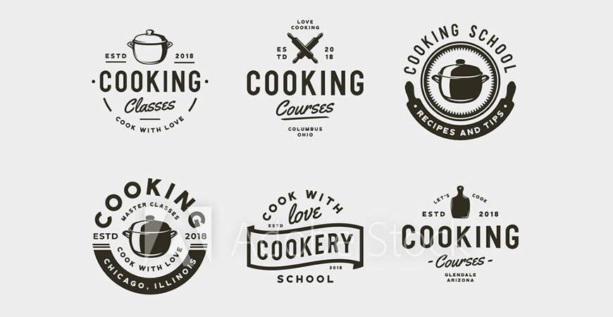 Vintage Cooking Classes Logo Templates food drink eat