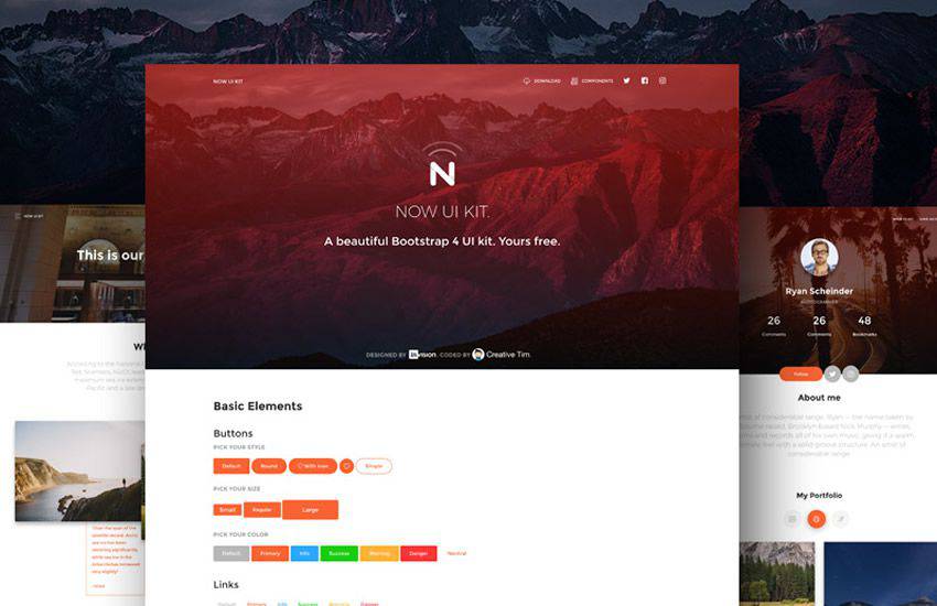 now web bootstrap 4 four template ui kit free responsive