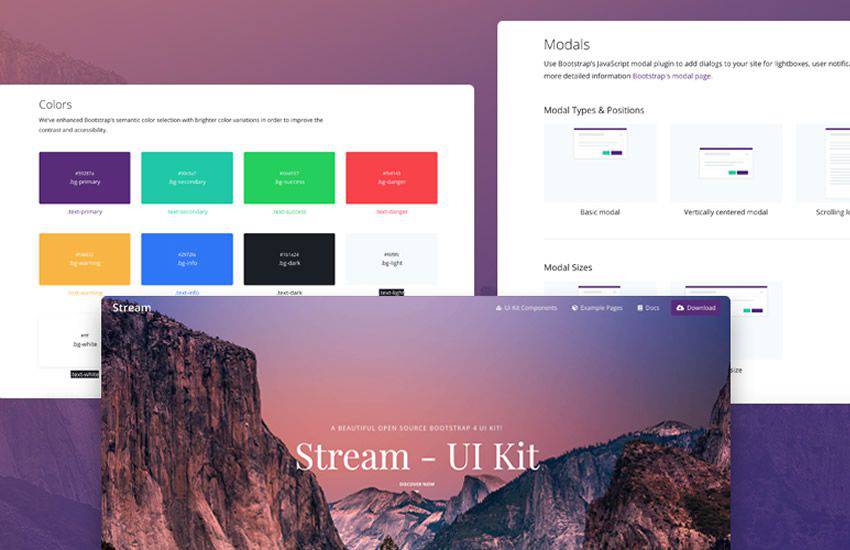 stream bootstrap 4 four template ui kit free responsive