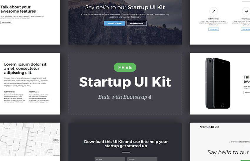 Startup bootstrap 4 four template ui kit free responsive