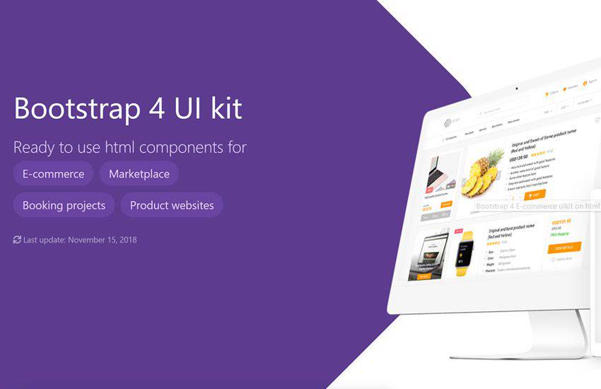 eCommerce shop bootstrap 4 four template ui kit free responsive