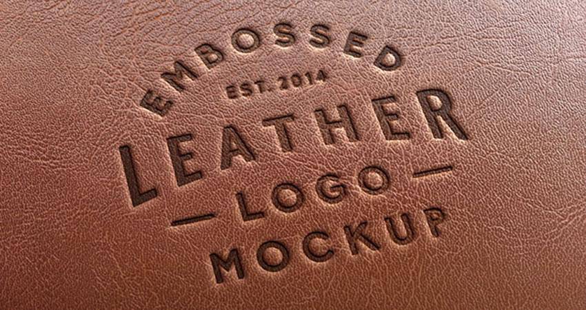 Leather Stamping Logo Mockup Template Photoshop PSD Free