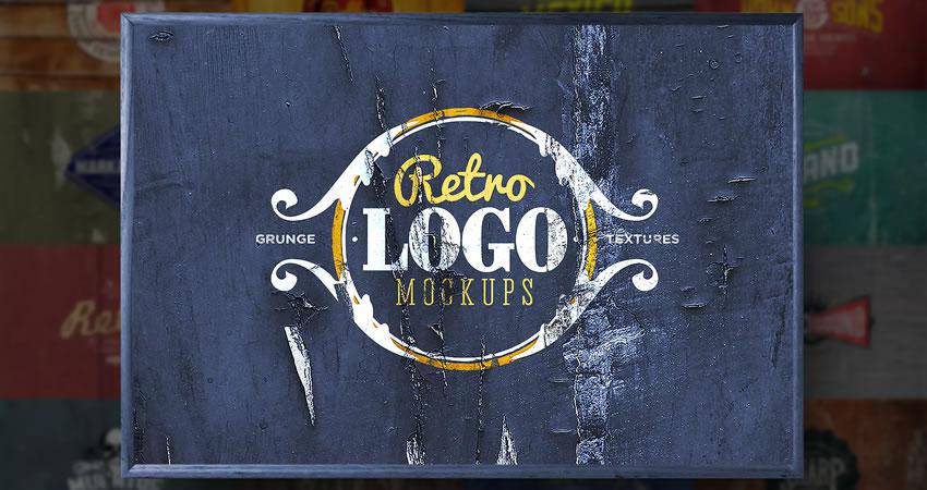 Retro Logo Mockups Photoshop PSD Free