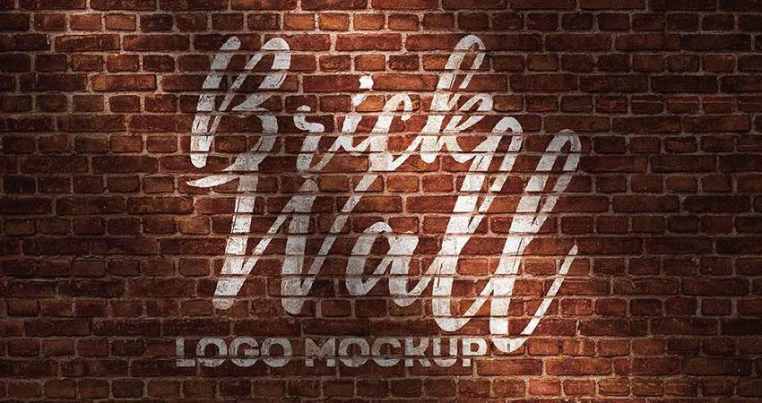 Brick Wall Logo Mockup Photoshop PSD Free