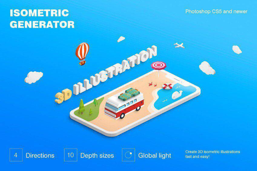 Isometric Illustration 3D Photoshop Generator