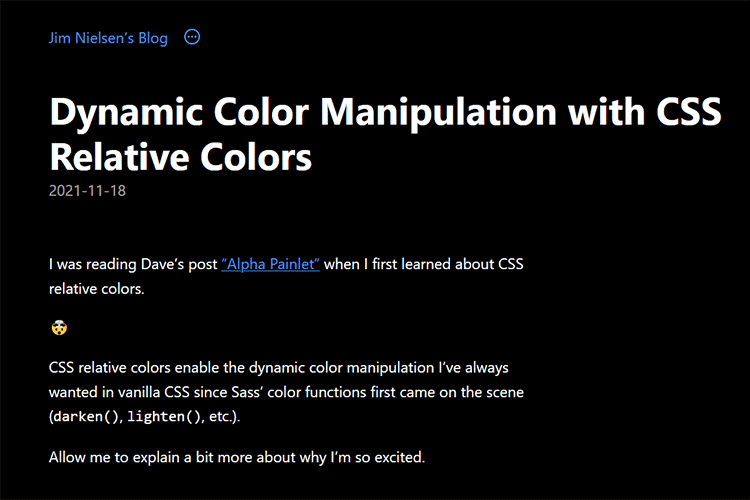 Example from Dynamic Color Manipulation with CSS Relative Colors